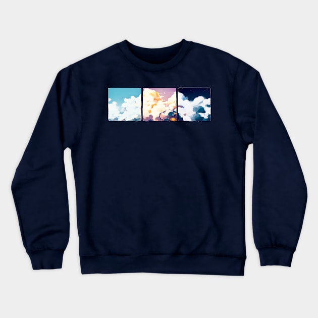 drifting clouds Crewneck Sweatshirt by Pixel Sushi